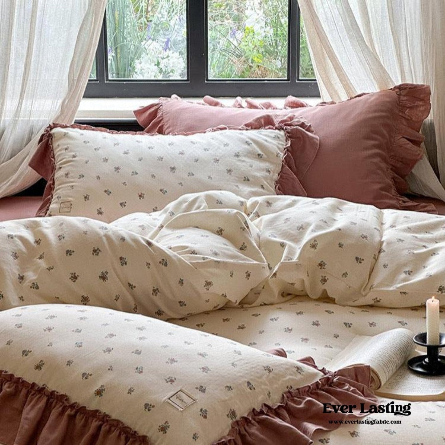 Vivienne Floral Double Gauze Bedding Set / Blue Ocean