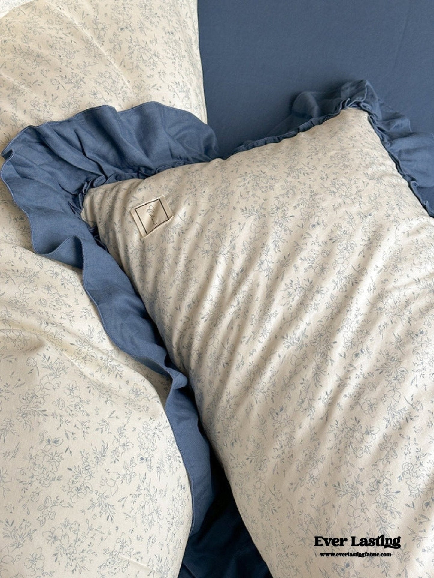 Vivienne Floral Double Gauze Bedding Set / Blue Ocean