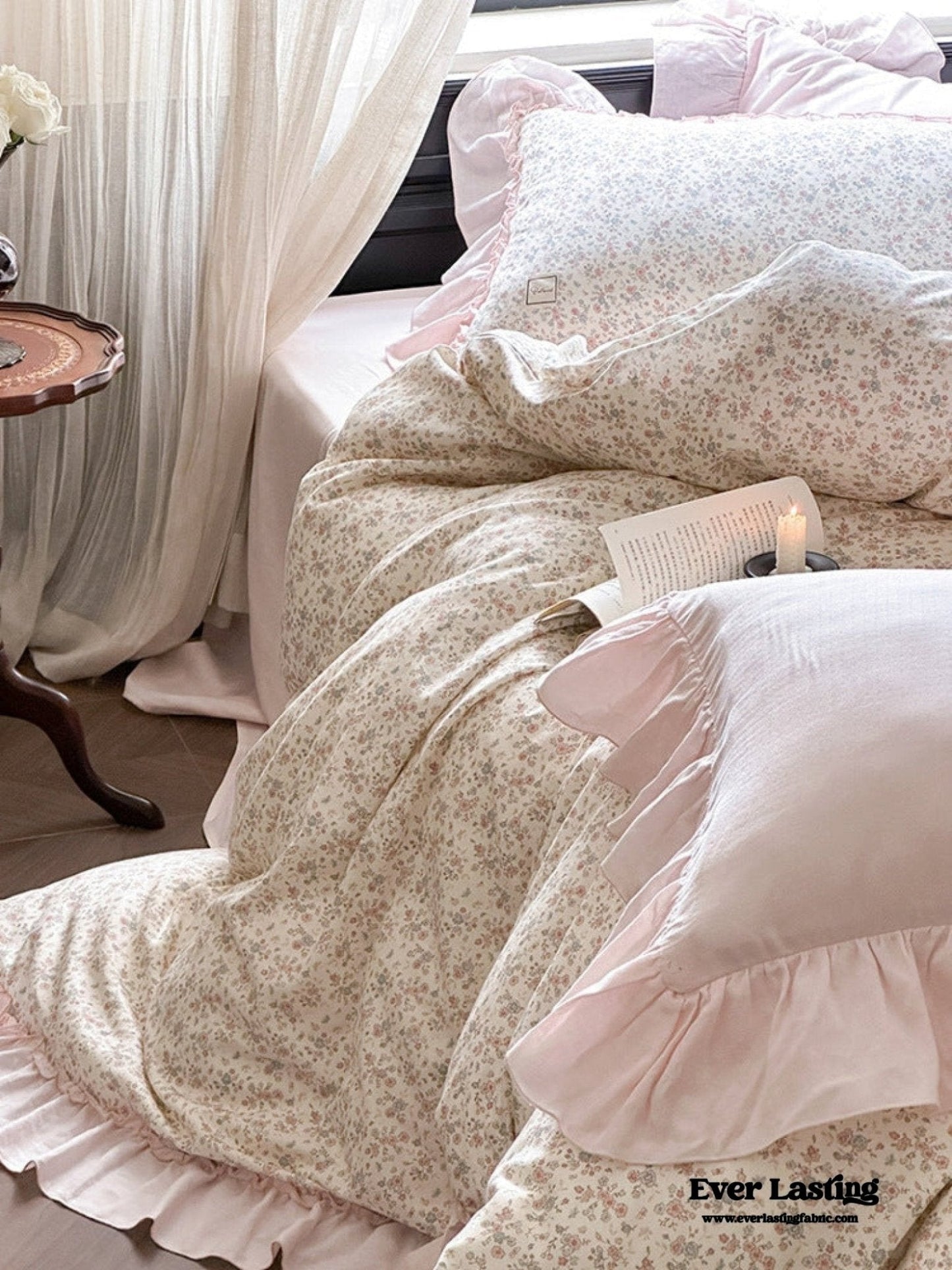 Vivienne Floral Double Gauze Bedding Set / Blue Ocean