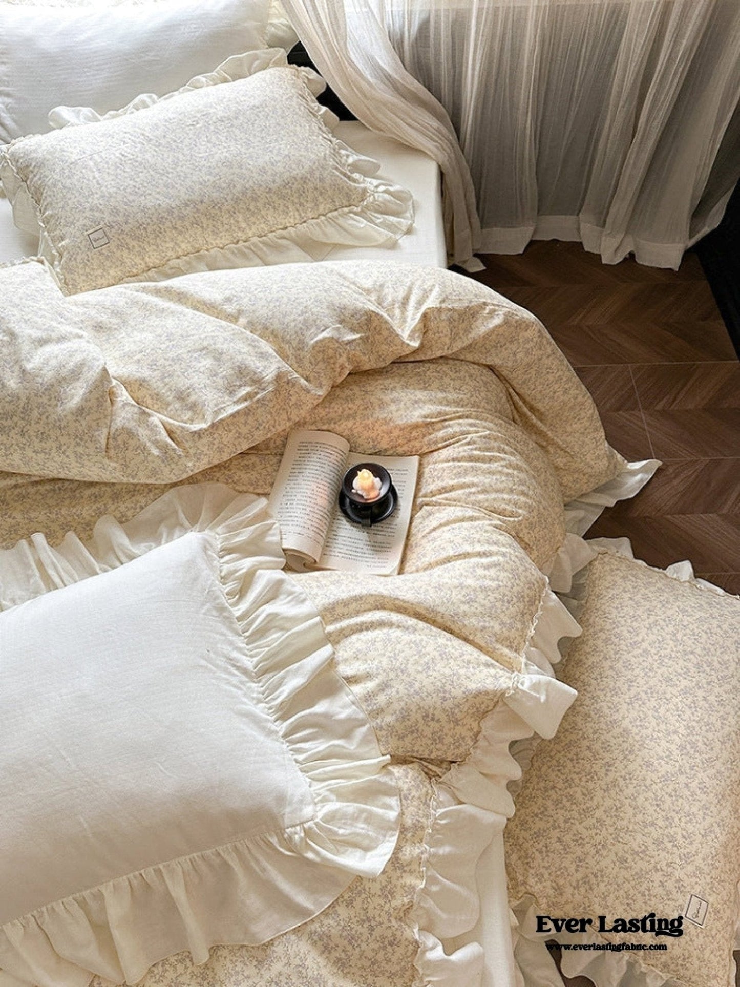 Vivienne Floral Double Gauze Bedding Set / Blue Ocean