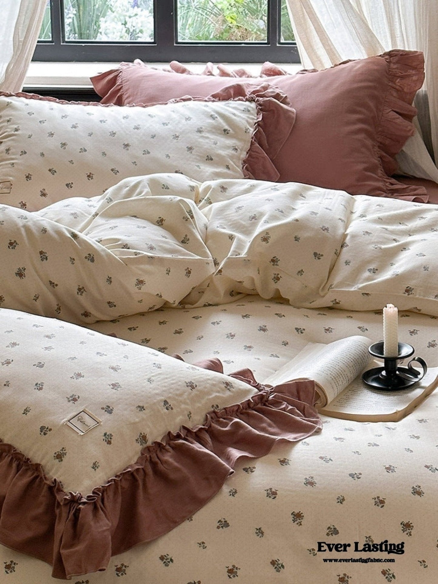 Vivienne Floral Double Gauze Bedding Set / Blue Ocean