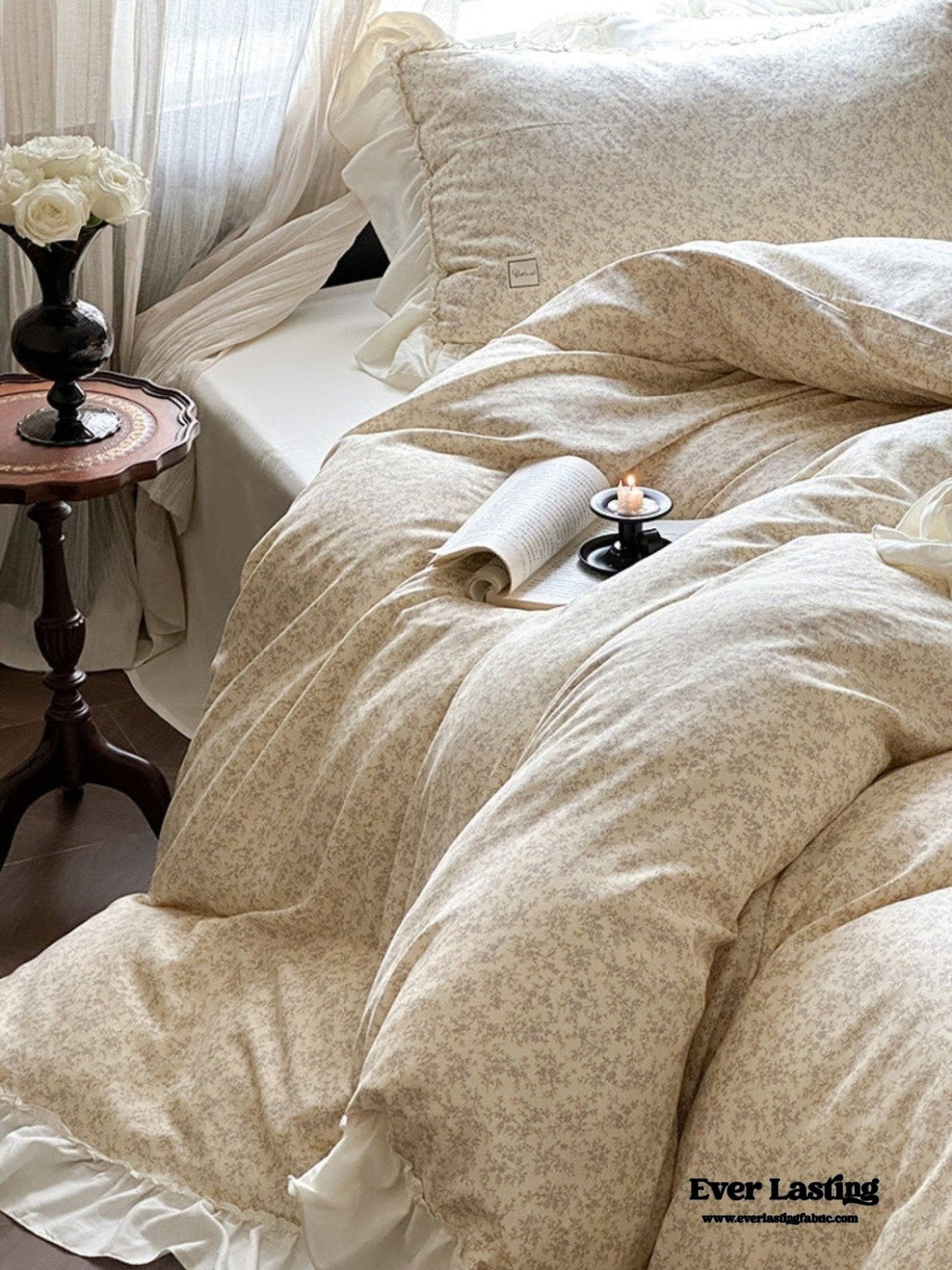 Vivienne Floral Double Gauze Bedding Set / Light Pink