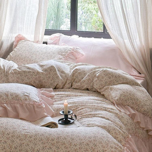 Vivienne Floral Double Gauze Bedding Set / Light Pink