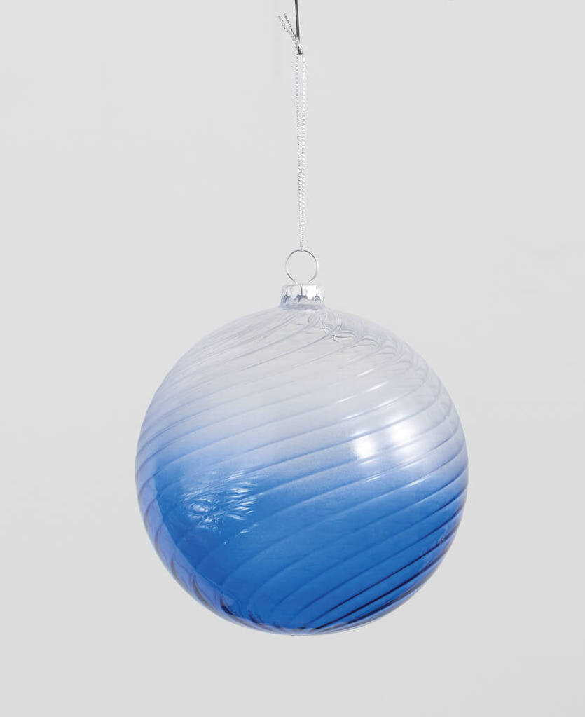 Blue Transition Scroll Glass Ornament - Ball