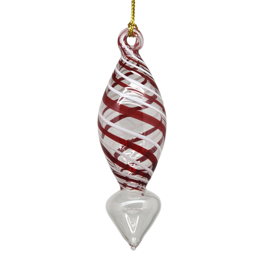 Candy Cane Stripe Blown Glass Ornament - Arrow