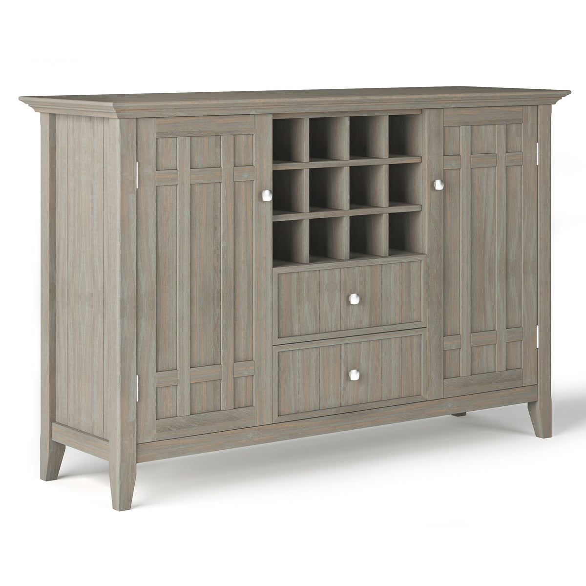 Bedford 54 Inch Wide Solid Wood Sideboard Buffet and Wine Rack