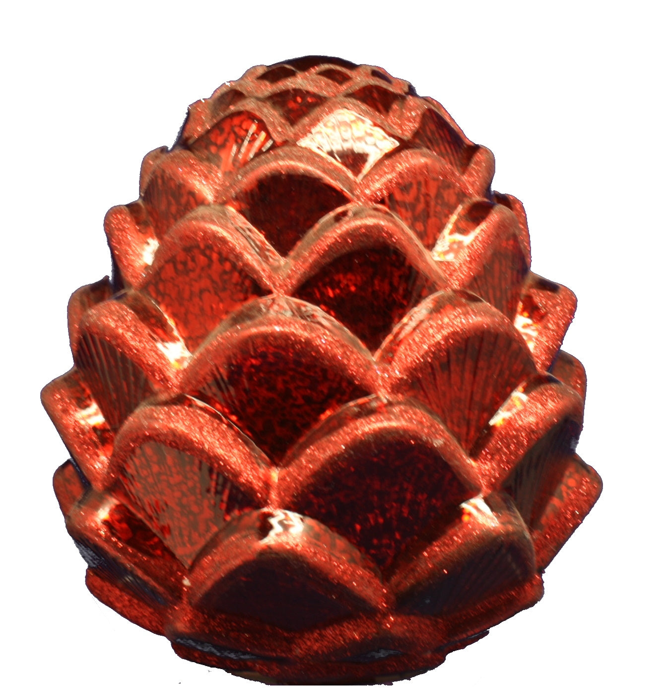 Glass Red Glitter Pinecone