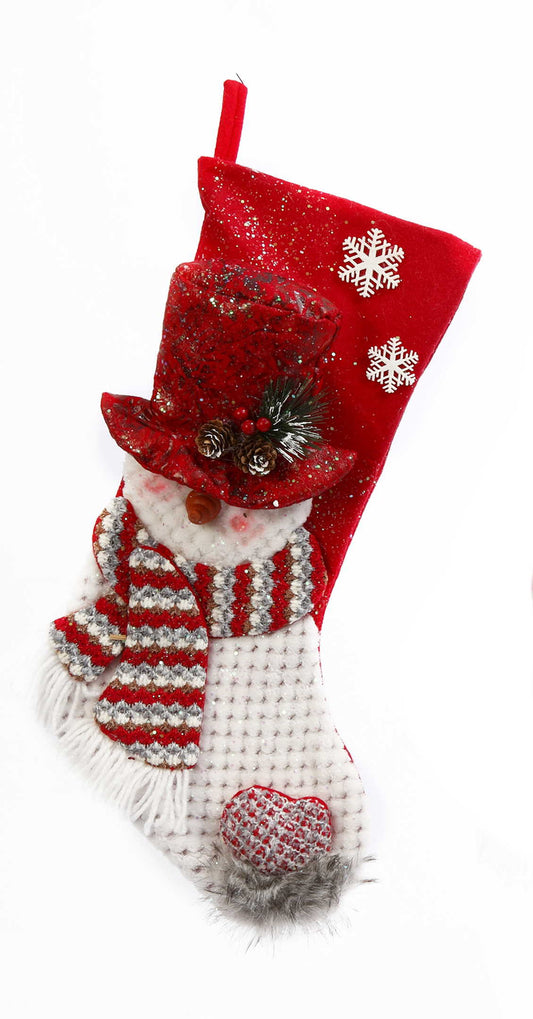 22" Plush Holiday Snowman Stocking - Top Hat