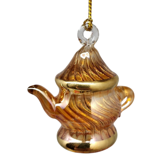 Egyptian Glass Teapot Ornaments - Spiral Gold