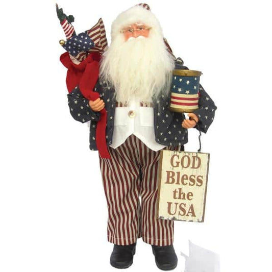 God Bless The USA Santa Figurine