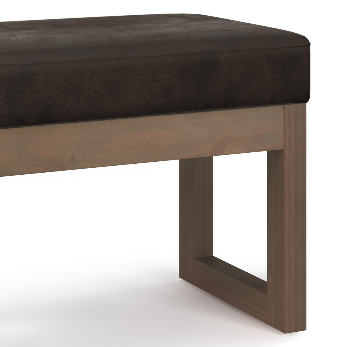 Milltown 27 Inch Wide Solid Wood Footstool Small Ottoman Bench
