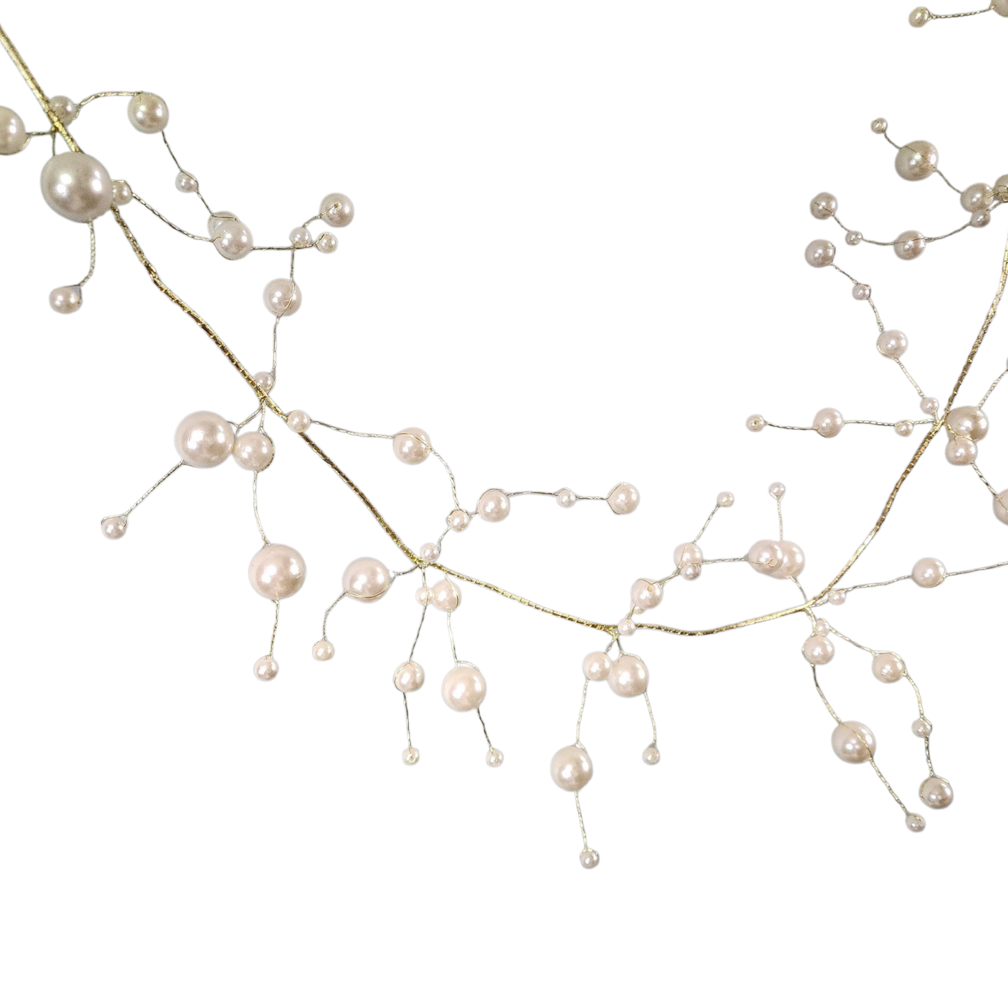 Pearl Beads With Gold Wire Garland - 5 Foot