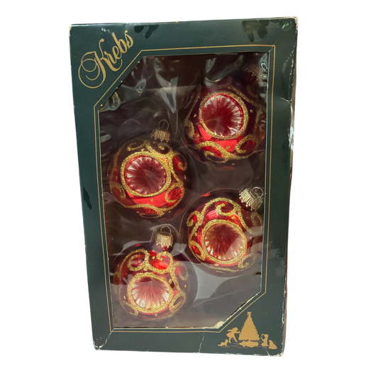 Krebs  Glass Ornament 4 pack - Red Reflective