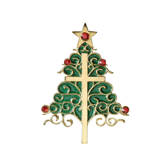Inspirational Christmas Tree And Cross Ornament