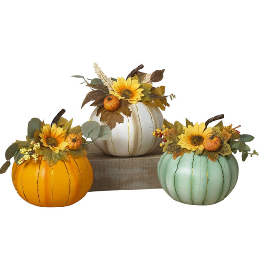 Metal Pumpkin with LED Candle -