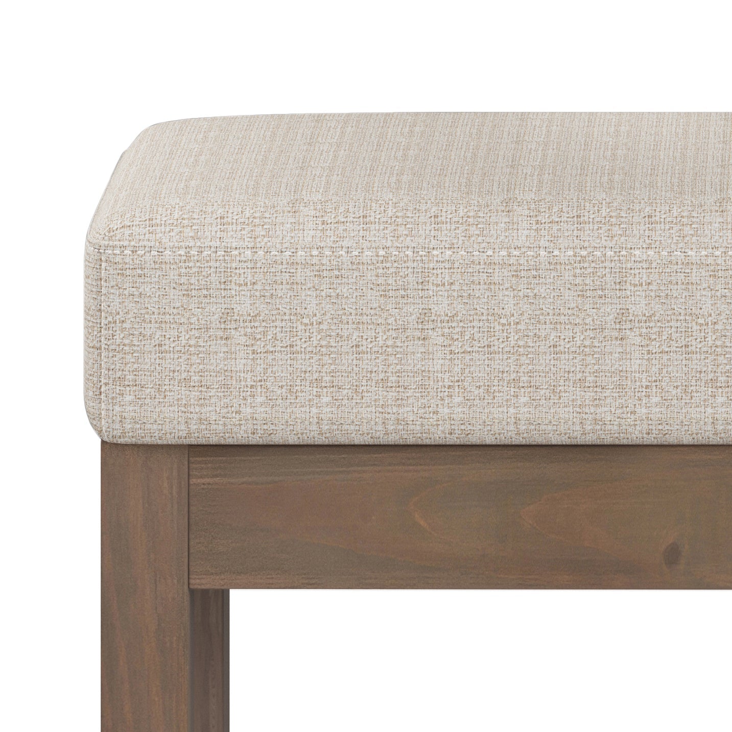 Milltown 27 Inch Wide Solid Wood Footstool Small Ottoman Bench in Platinum