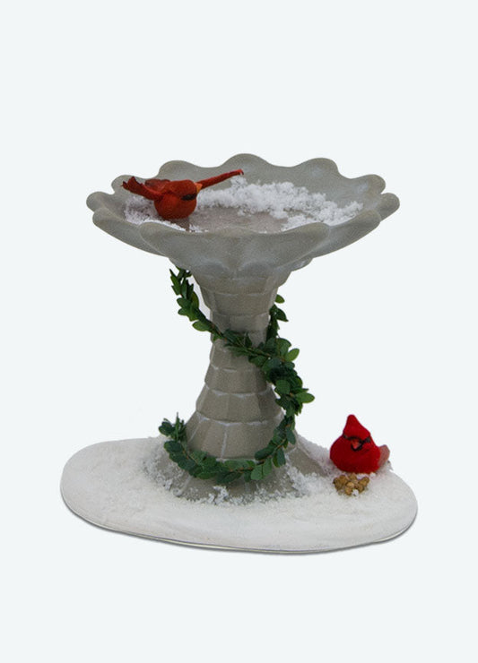 Cardinal Family Carolers - Birdbath