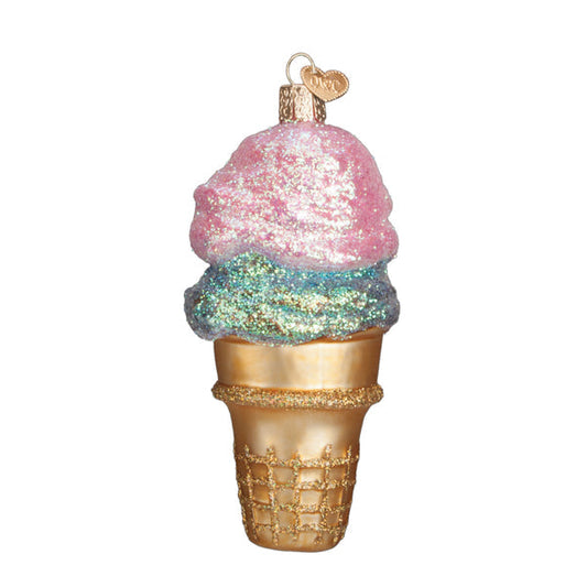 Double Dip Ice Cream  Glass Ornament