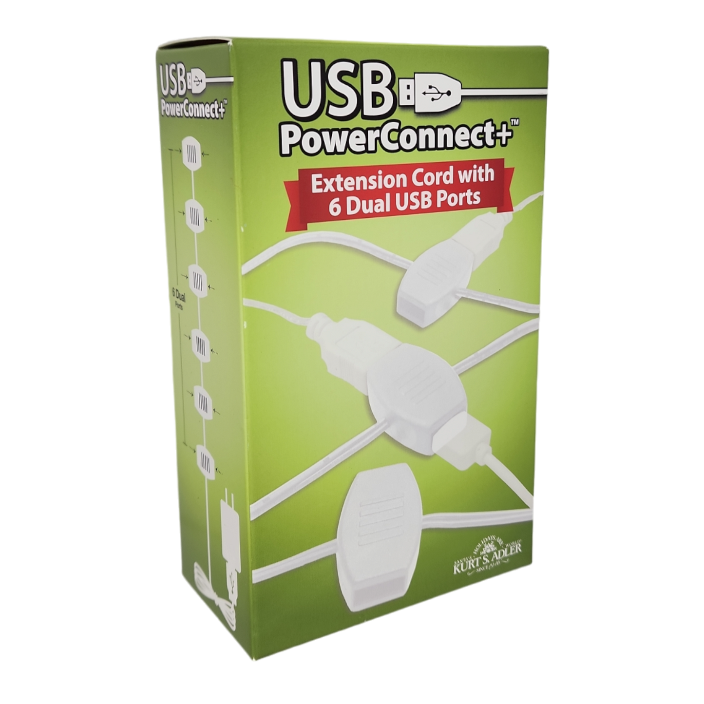 USB Power Extension Cord+ With White Wire and 12 Ports