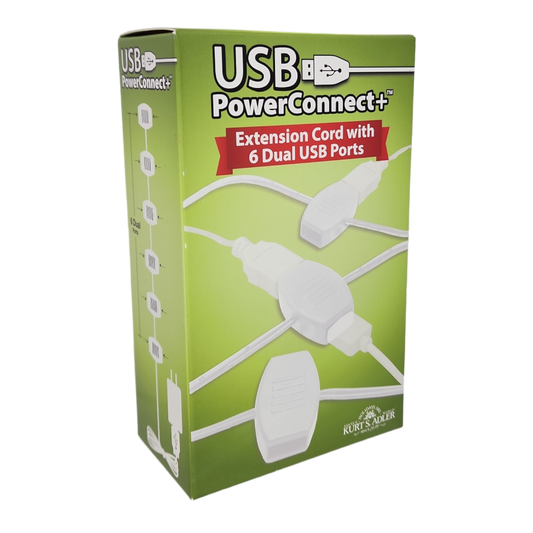USB Power Extension Cord+ With White Wire and 12 Ports