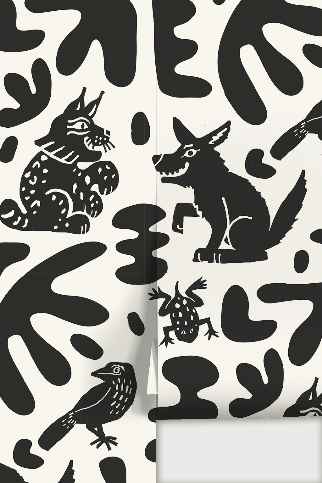 Abstract Animales Wallpaper, white & black