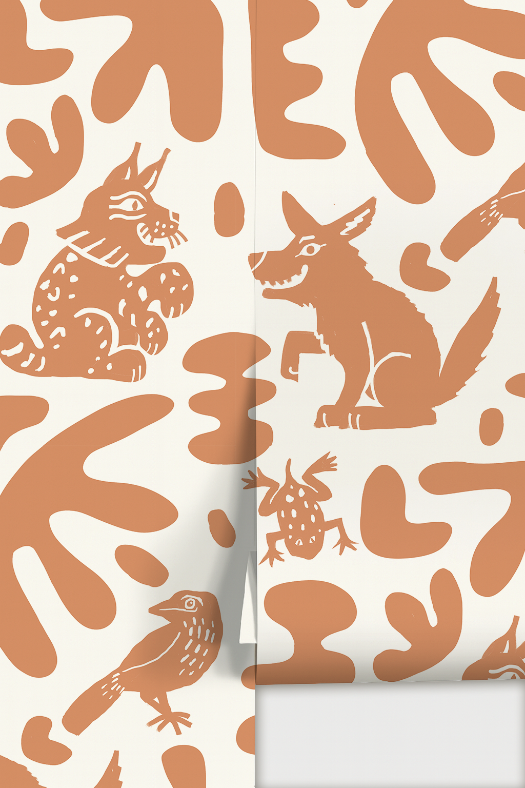 Abstract Animales Wallpaper, terra cotta