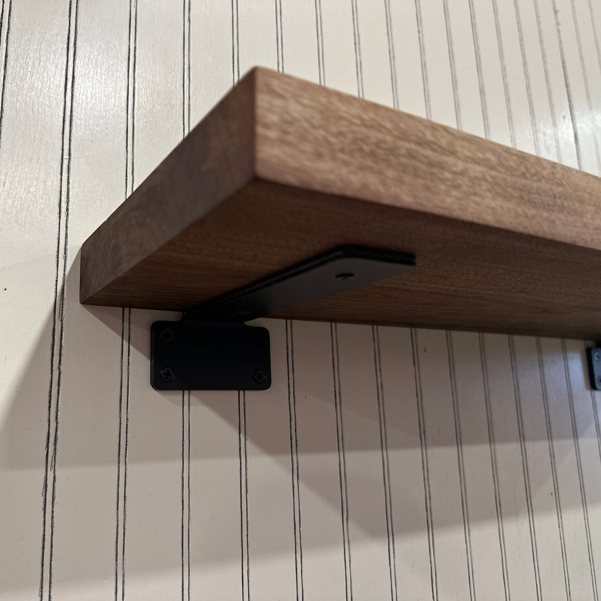 Walnut Wood Floating Shelf with Angle Brackets
