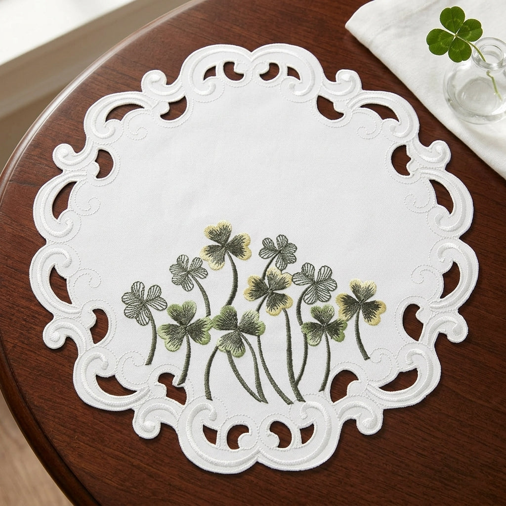 Ivory Lace Doilies – Round Linen Doilies for Rustic Table Decor, 15 Inch