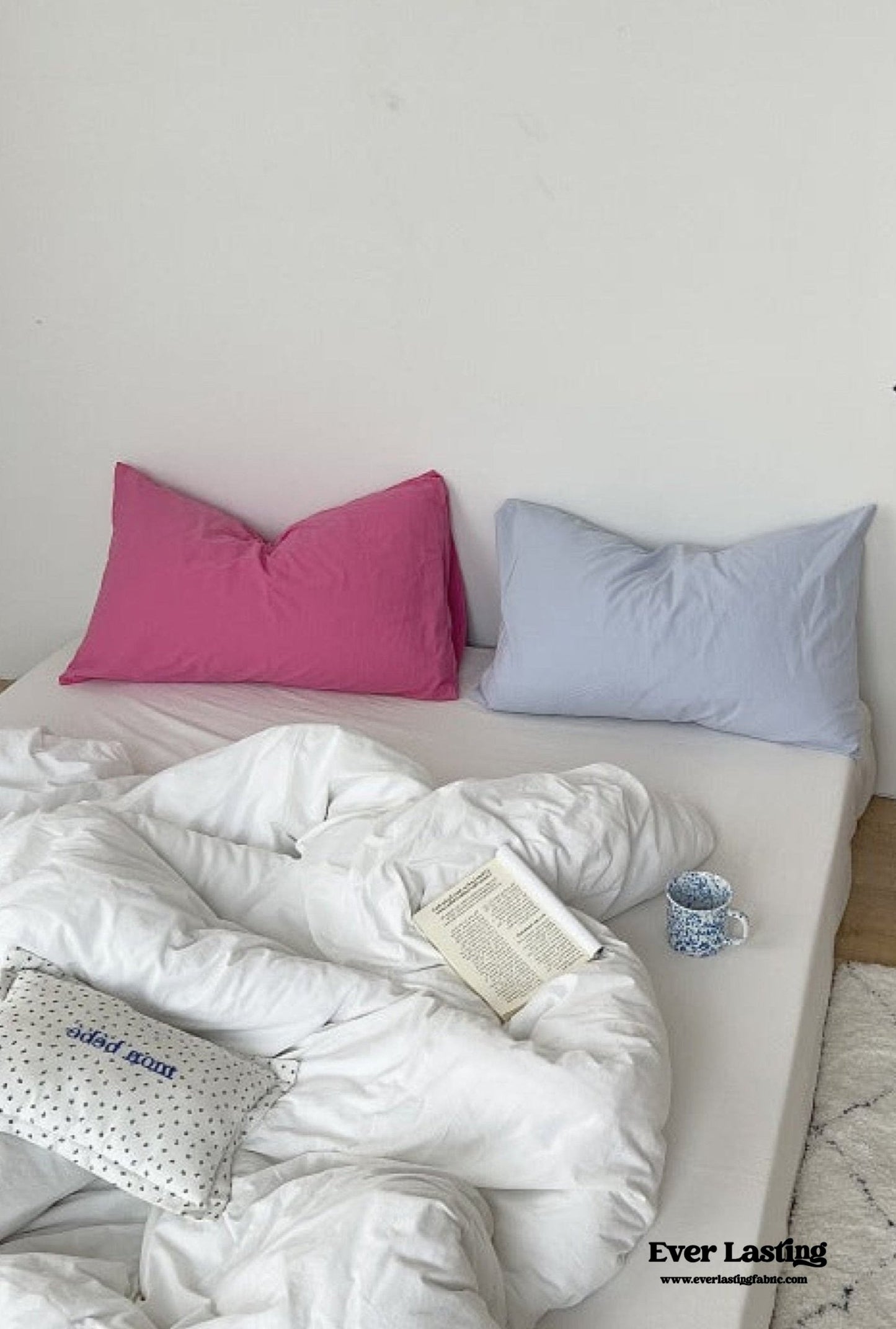 Washed Cotton Bedding Set / White Mixed