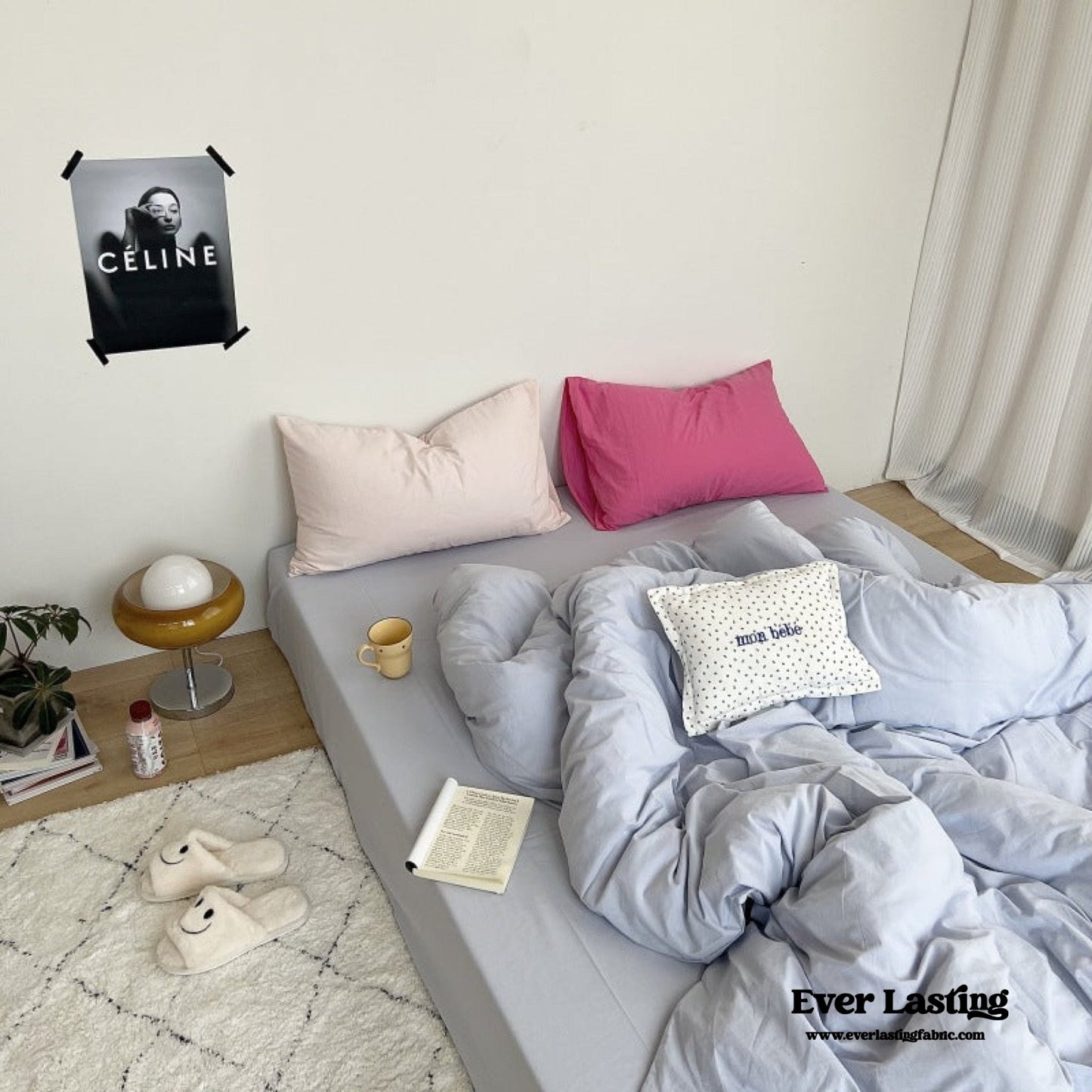 Washed Cotton Bedding Set / White Mixed