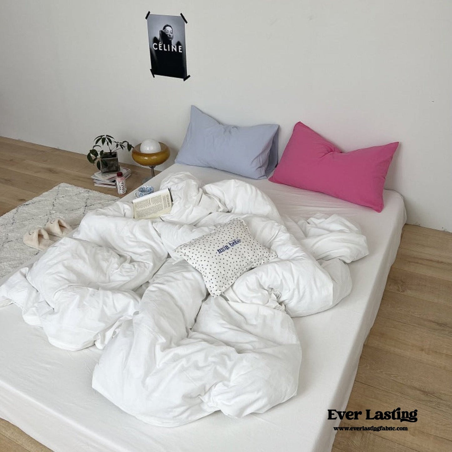 Washed Cotton Bedding Set / White Mixed