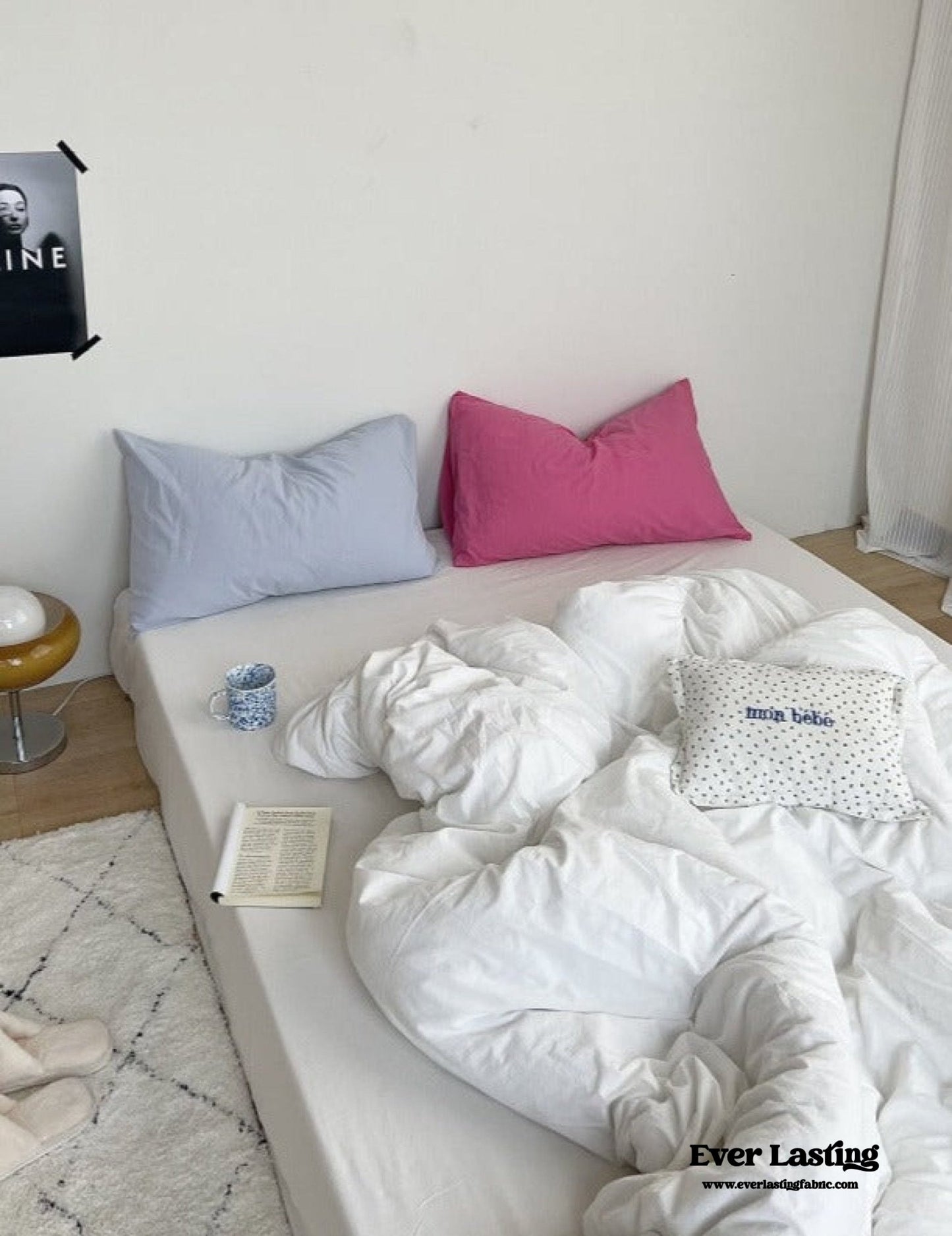 Washed Cotton Bedding Set / White Mixed