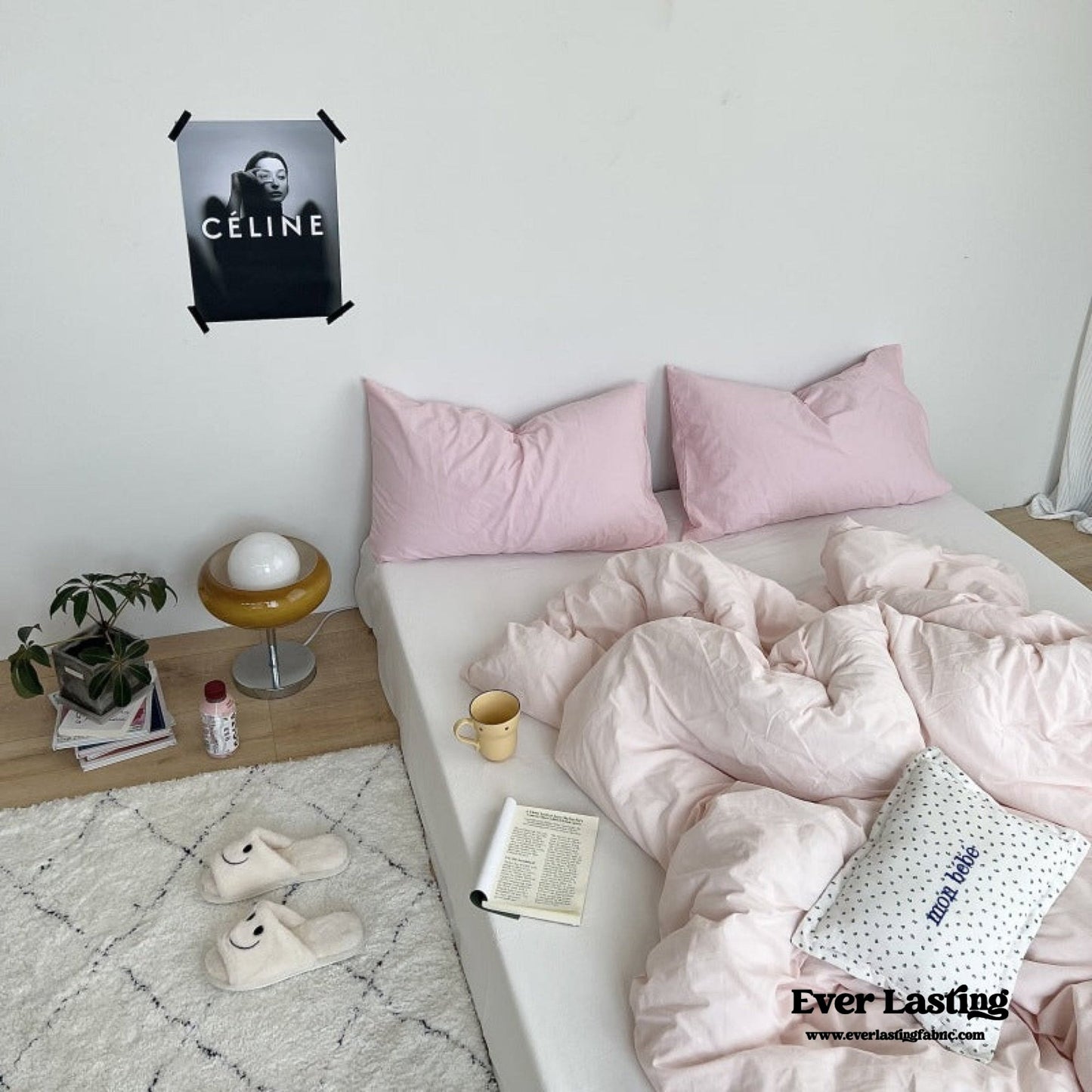 Washed Cotton Bedding Set / White Mixed