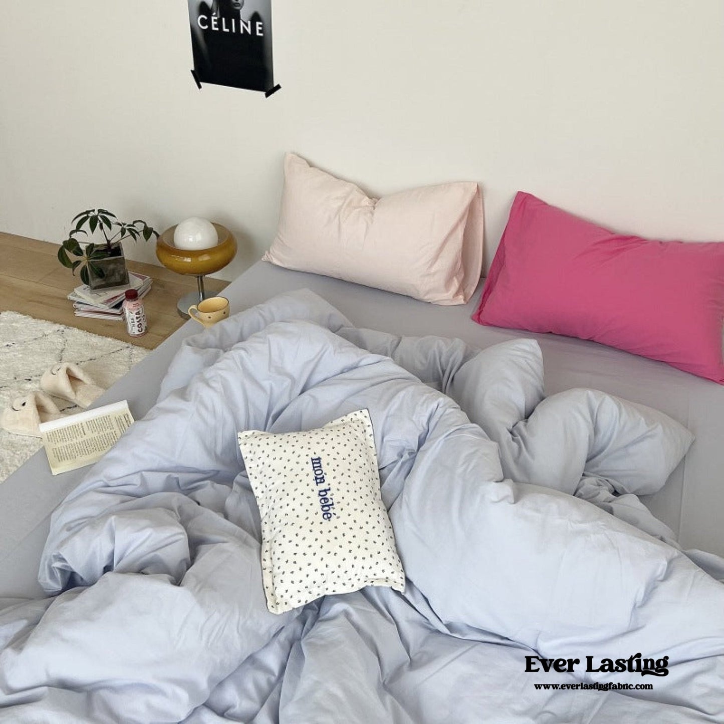 Washed Cotton Bedding Set / White Mixed