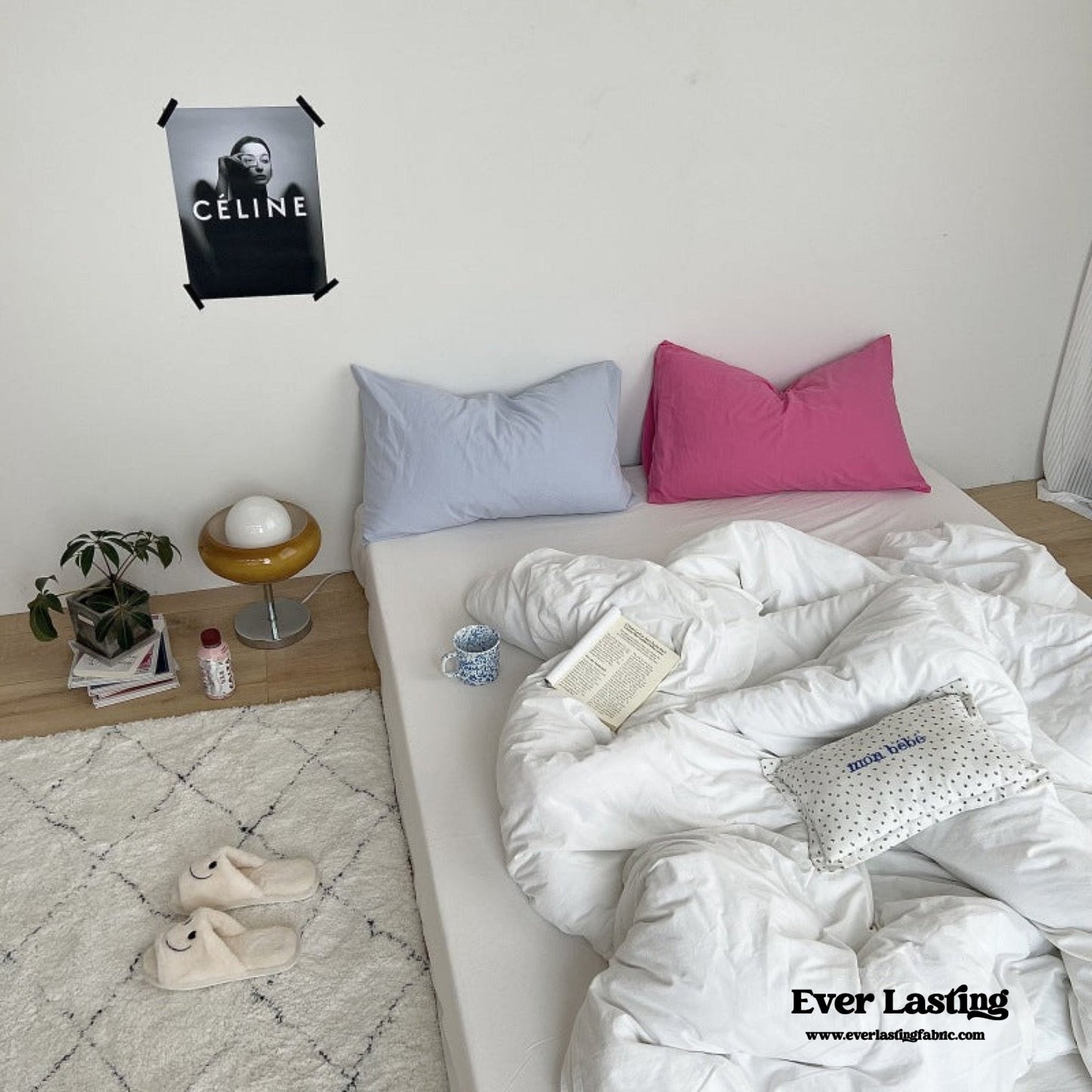 Washed Cotton Bedding Set / White Mixed