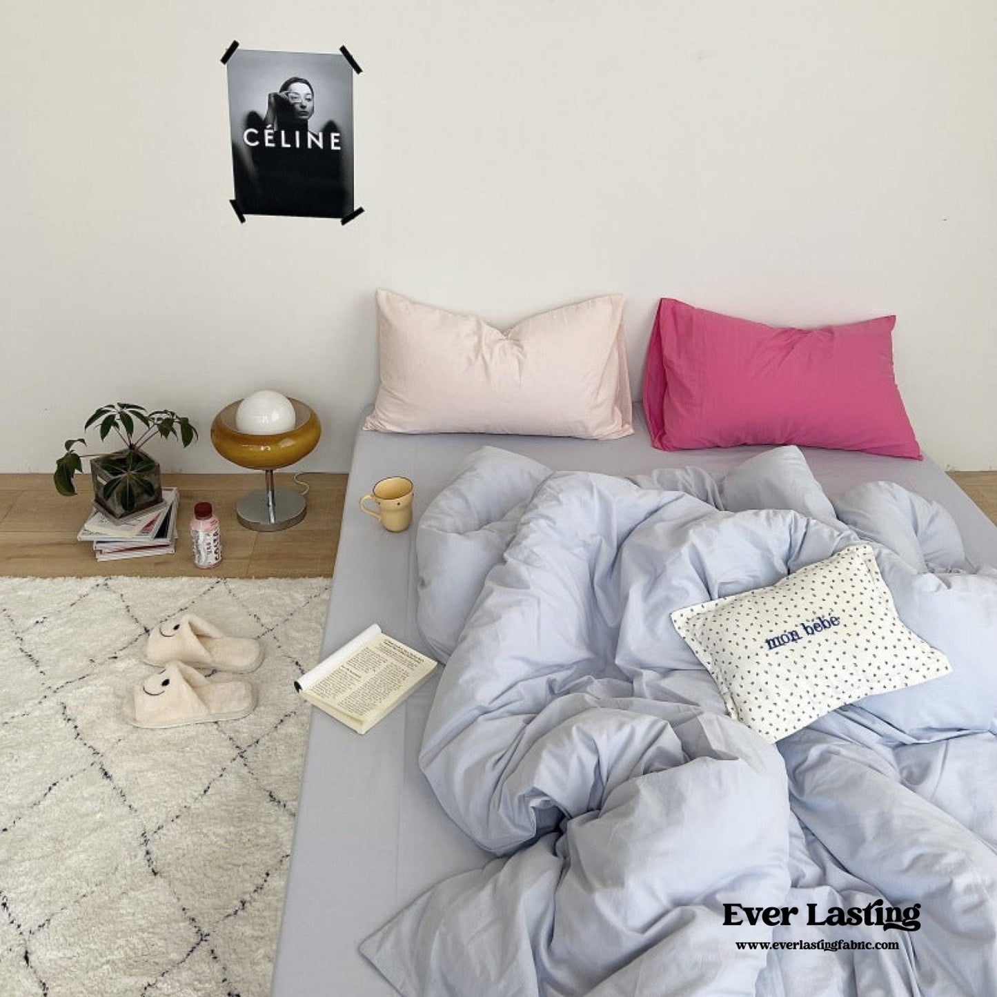 Washed Cotton Bedding Set / White Mixed