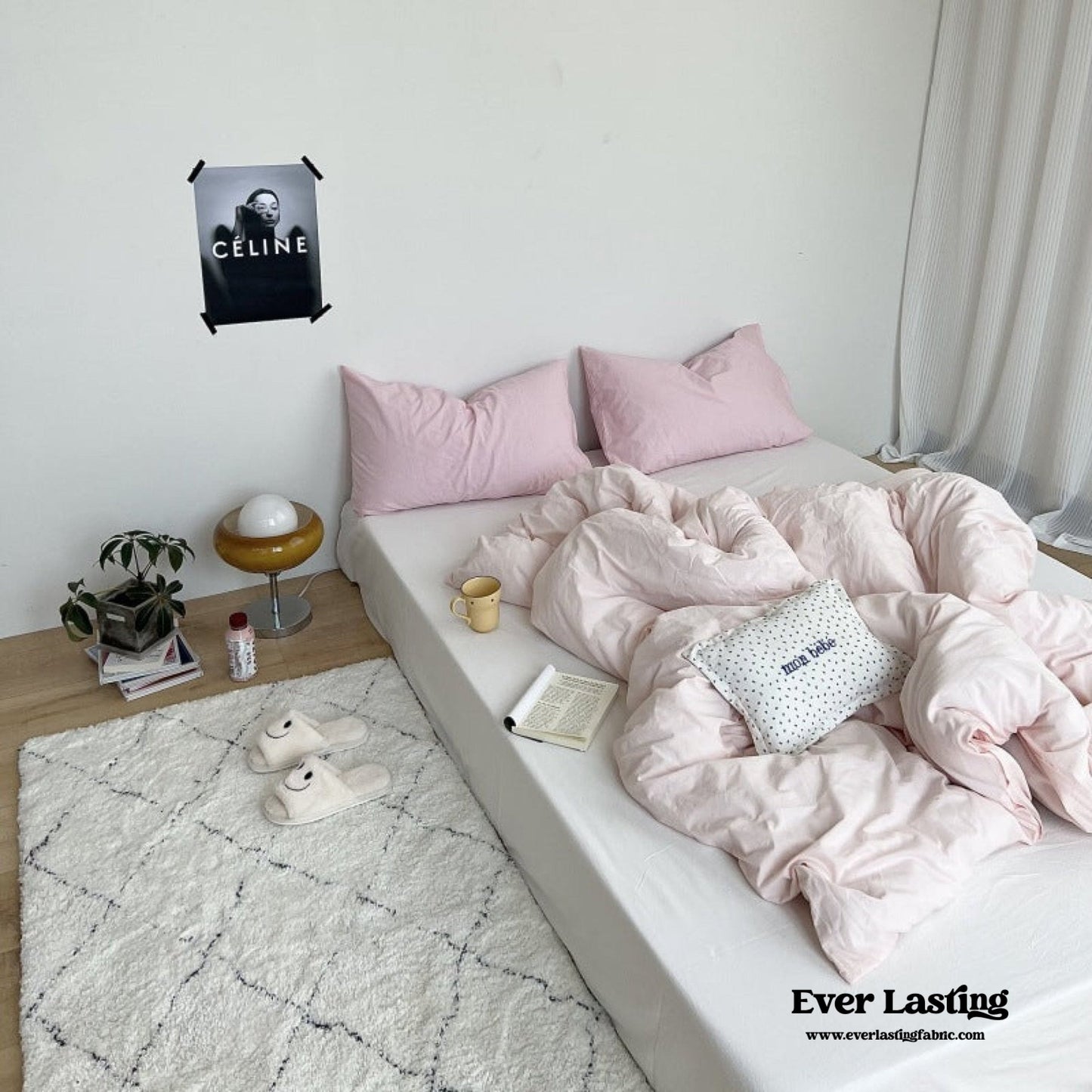 Washed Cotton Bedding Set / White Mixed