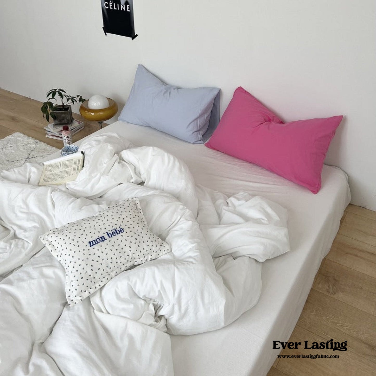 Washed Cotton Bedding Set / White Mixed