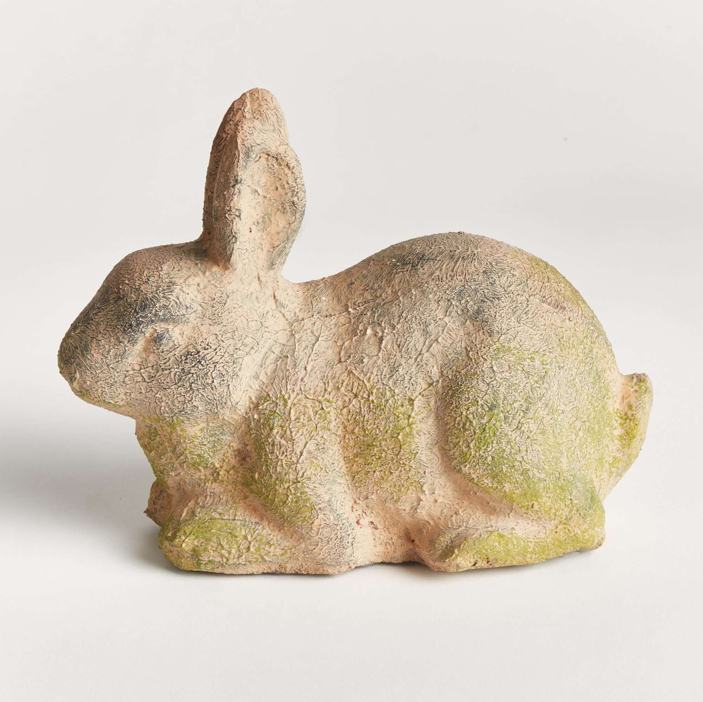Weathered Moss Terracotta Bunny Garden Statue