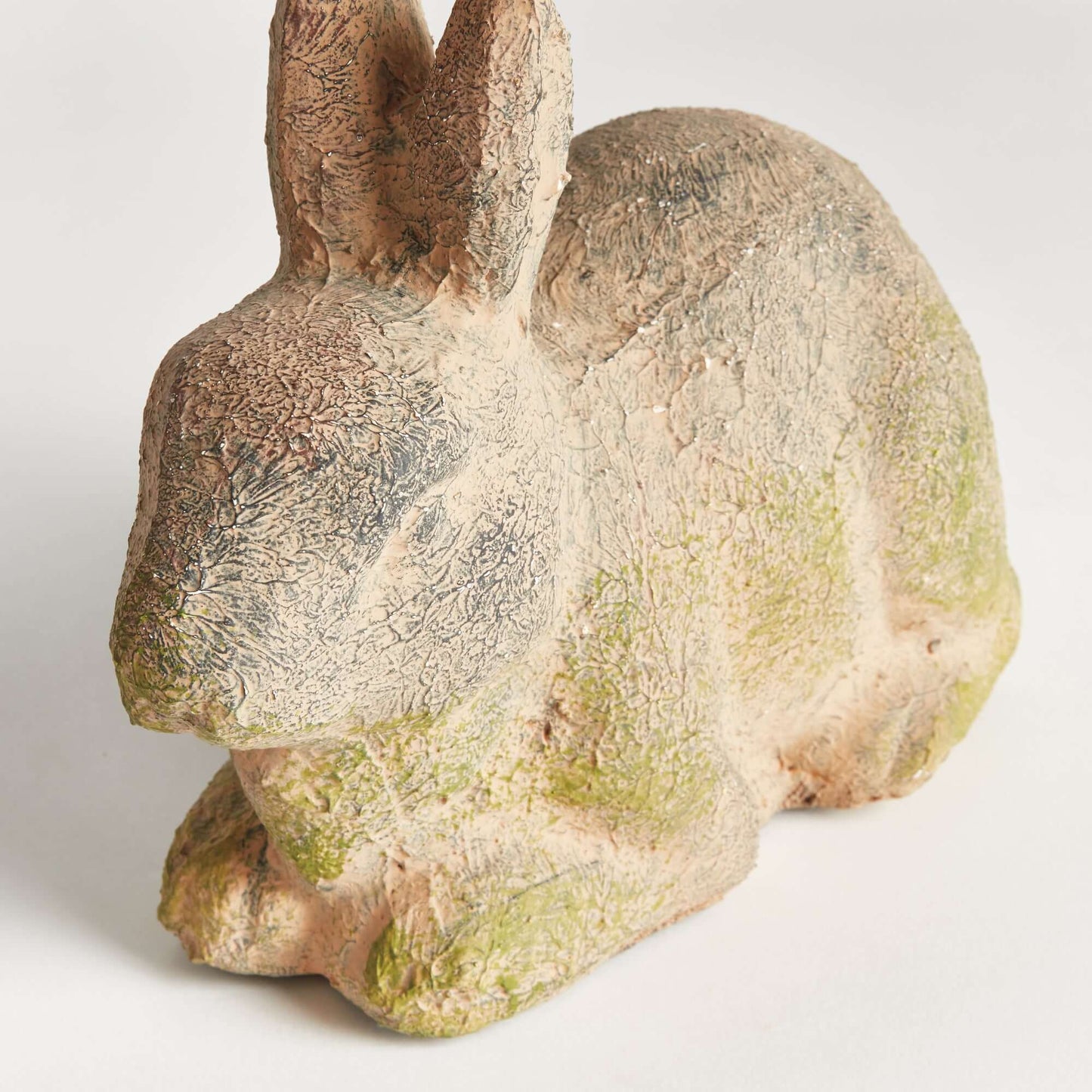 Weathered Moss Terracotta Bunny Garden Statue