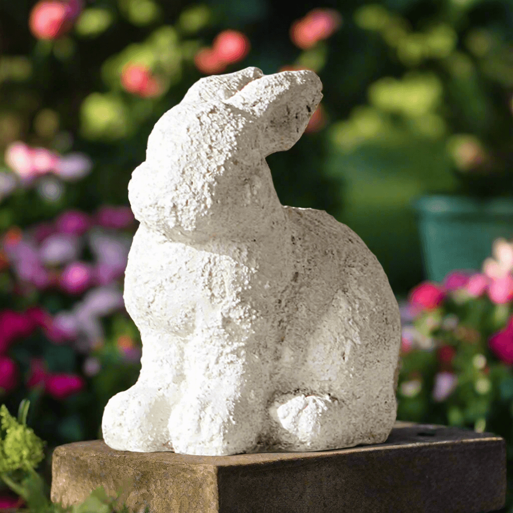 Weathered Terracotta Bunny Garden Statue