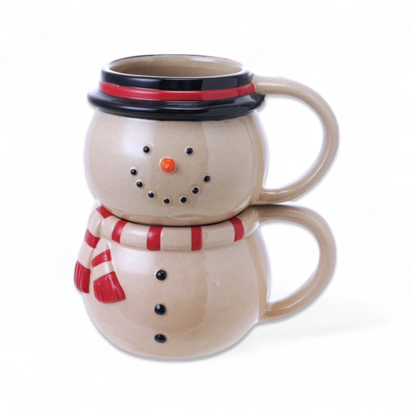 Stackable Snowman Ceramic Mug Set