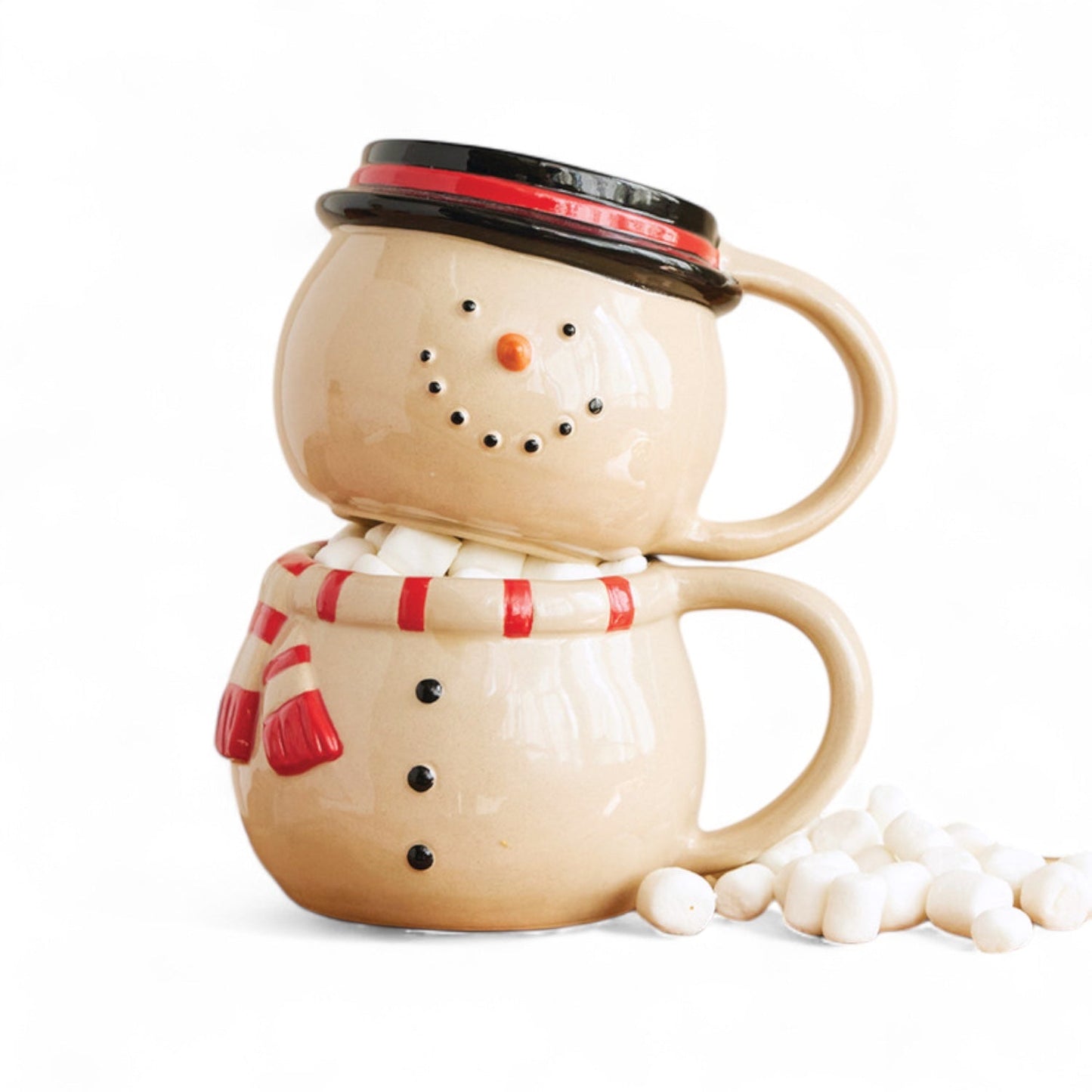Stackable Snowman Ceramic Mug Set