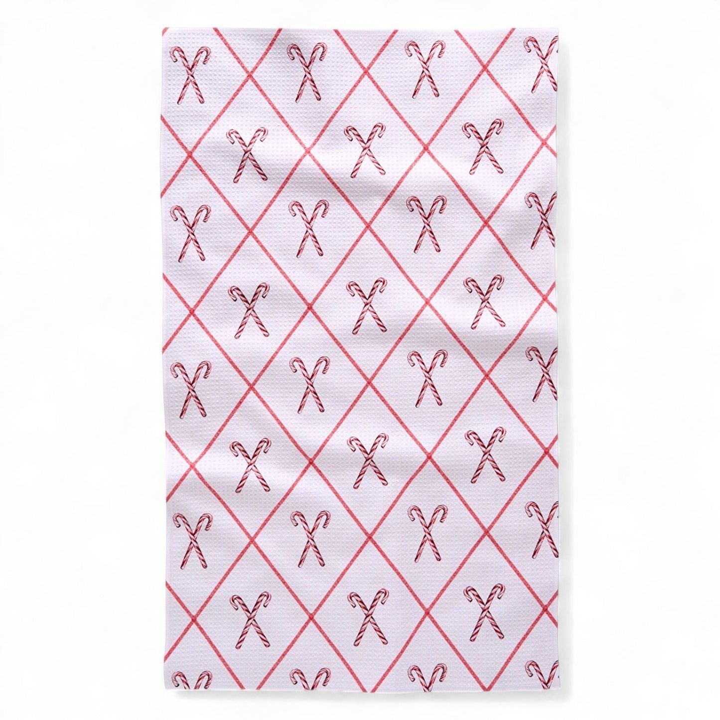 Festive Candy Canes Geometry Tea Towel
