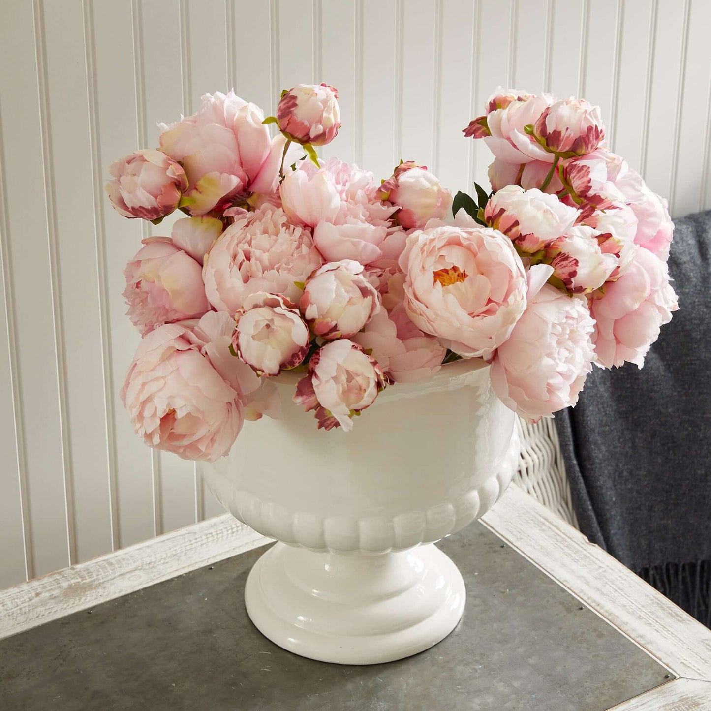 White Ceramic Urn Planter for Tuscan-Inspired Decor