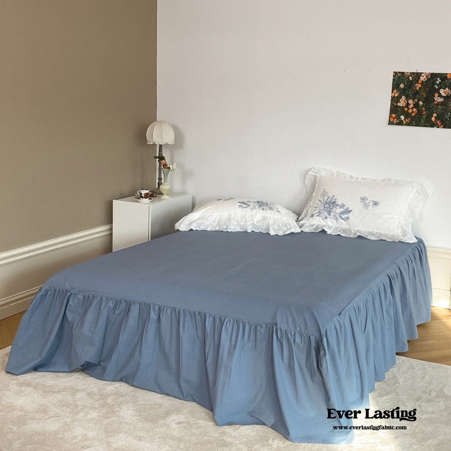 White Cottage Washed Cotton Ruffle Bedding Set