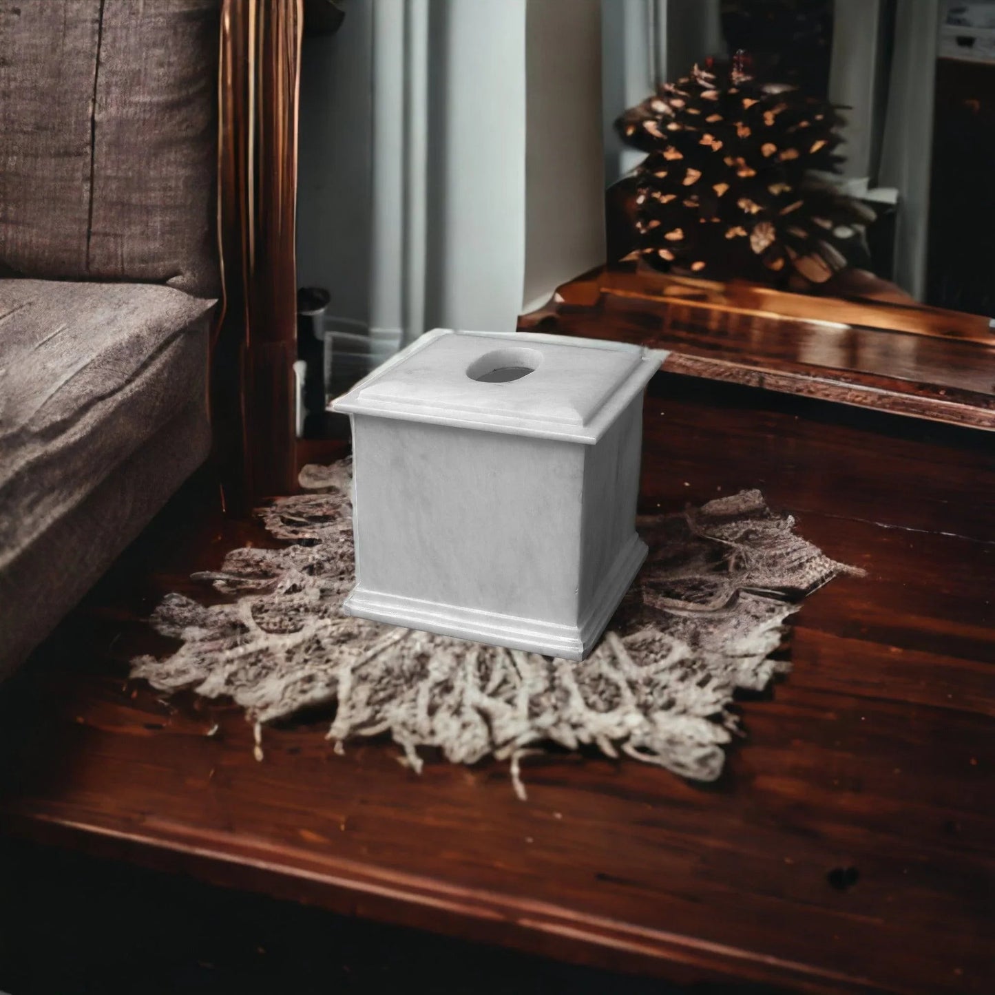 White Marble Facial Tissue Holder of Atlantic Collection