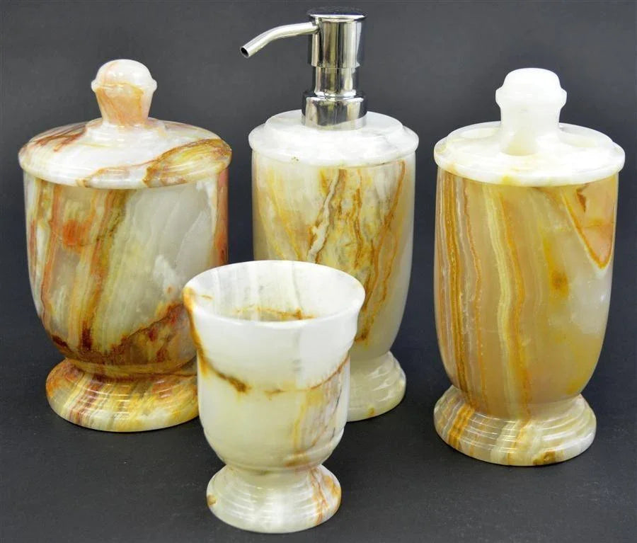 White Onyx 4-Piece Bathroom Accessory Set