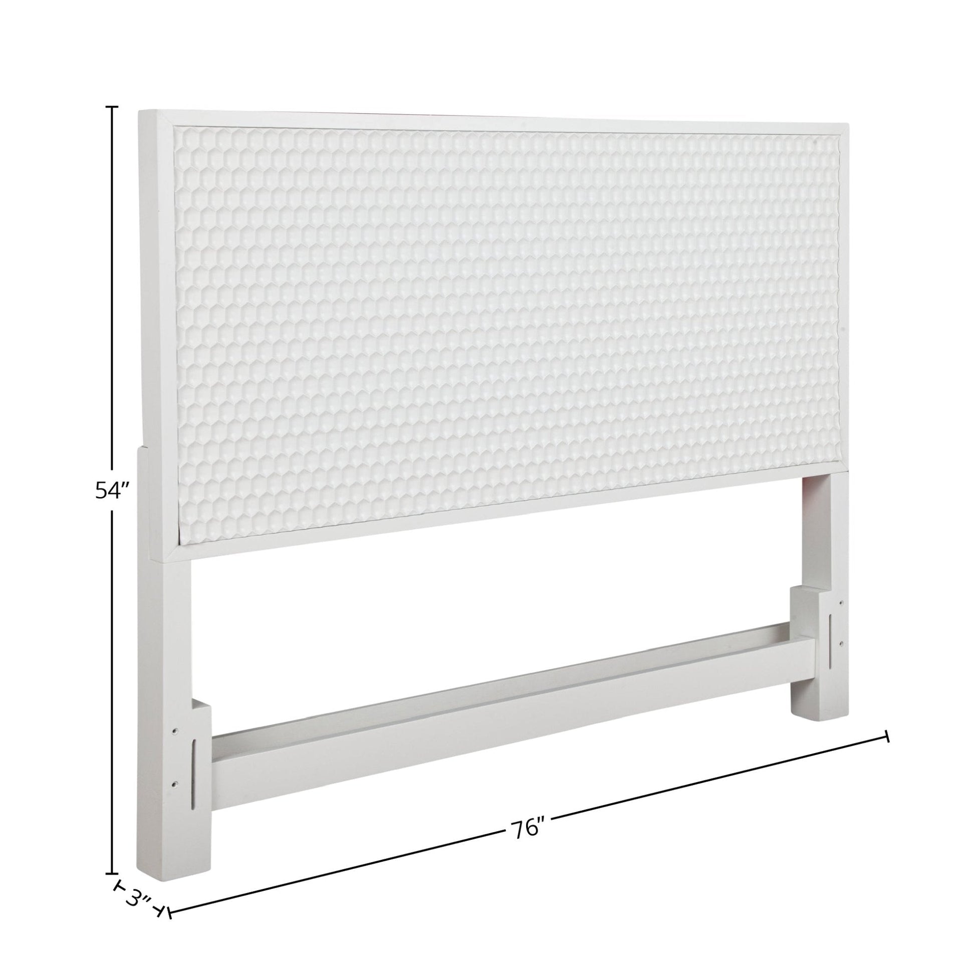 White Pearl Headboard with textured surface in white finish, dimensions 54" height and 76" width.