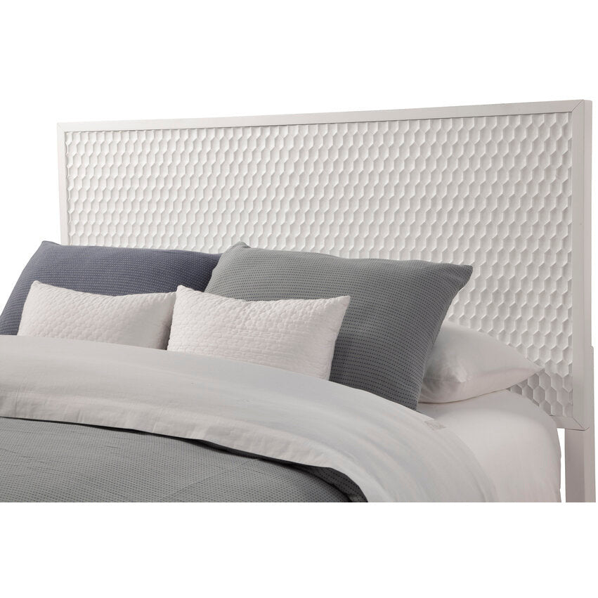 Elegant White Pearl Headboard featuring textured design and bordered by mahogany, perfect for contemporary decor.
